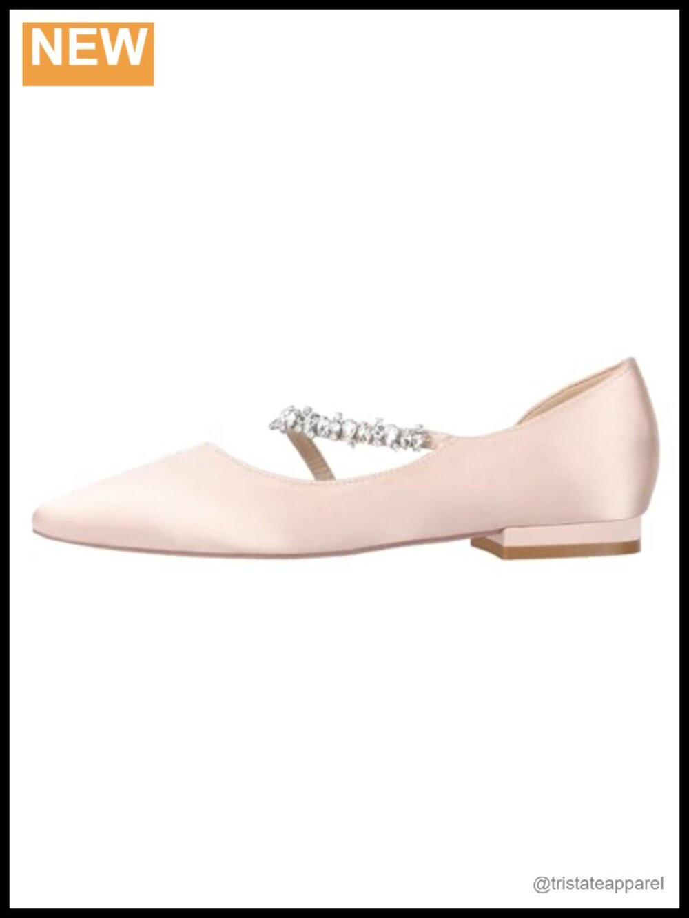 ERIJUNOR Women's Low Heel Pointy Toe Pumps Satin Rhinestone Wedding Party Shoes - Picture 3 of 6
